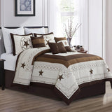 7 Pieces Modern Printed Bedding Comforter Sets With Geometric Star Pattern, Classic Color Block Patchwork Bed Set, Decorative Bed In A Bag With Down Alternative Filling