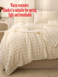 1pc Milky White Bubble Fleece, Super Soft Traditional Flannel Coral Fleece Blanket For Sofa, Office, Bedroom, Travel And Camping, All Seasons Flannel Fleece Throw