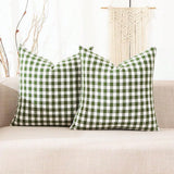 1pc Luxury Checkered Pillow Cover, Modern Farmhouse Decor Sofa Cushion Square Linen Pillowcase, Suitable For Sofa, Living Room, Bedroom, Farmhouse, Also Can Be Used As A Gift