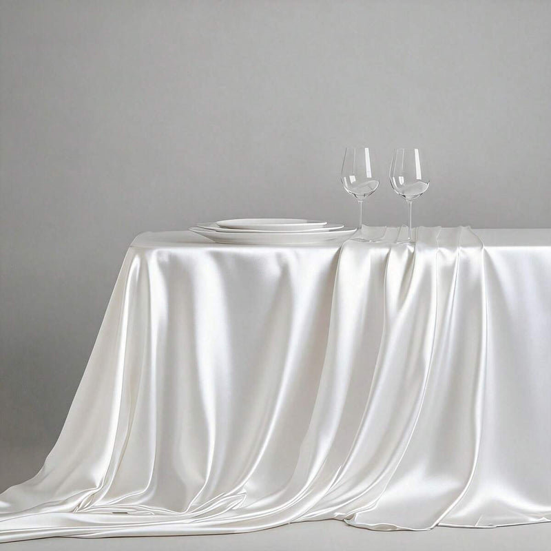 1pc Rectangular/Round Elegant Satin Tablecloth, Luxury Shiny Polyester Tablecloth, Suitable For Wedding, Party, Banquet, Formal Dining, Extra Long Rectangular Tablecloth, Shiny Bridal Banquet Tablecloth, Reception And Party Use, Machine Washable