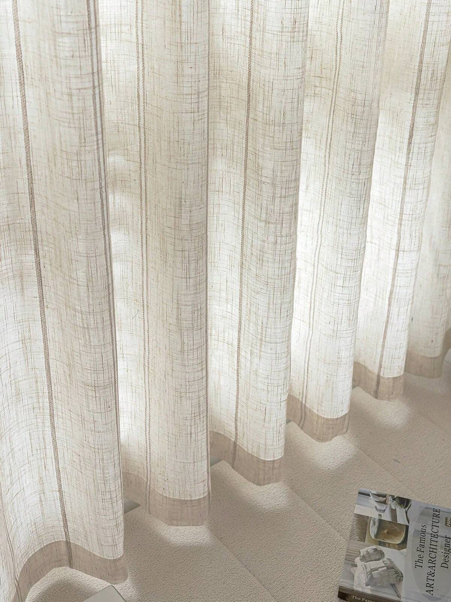 1pc Linen Material Modern Linen Gauze Curtain - Japanese Linen Style, Rod Pocket Design, Suitable For Living Room And Bedroom - Transparent And Light Filtering Curtain, Living Room Curtain, Bedroom Curtain (Tieback Not Included)
